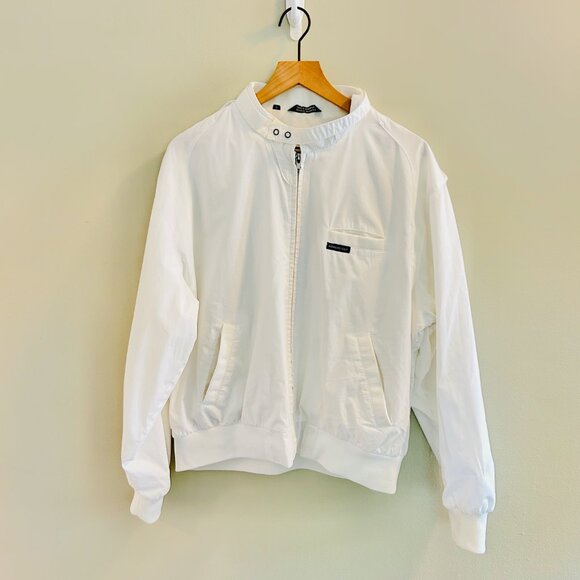 Members Only White Bomber Jacket Mens Size Large Windbreaker Cafe Racer 80s - Picture 10 of 10